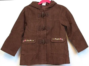2006 Gymboree Primrose Jacket sz 4 NWT Brown Corduroy Hooded Basics Flower - Picture 1 of 12