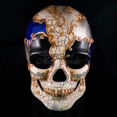 Day of the Dead Mask - Full Face Mask, Dia de los Muertos Masquerade Mask Blue - Image 1 of 4