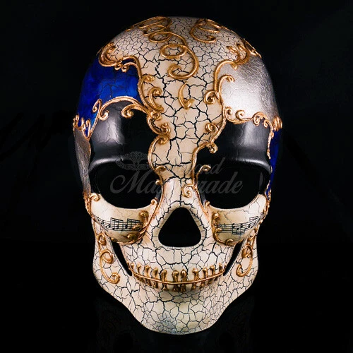 Day of the Dead Mask - Full Face Mask, Dia de los Muertos Masquerade Mask Blue - Image 1 of 4