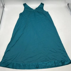 Vintage VANITY FAIR SIze S Teal Blue Nightgown Nightie Silky Nylon Embroidered - Picture 1 of 16