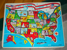 Vintage Warren Paper Products USA States Children's Frame Tray Puzzle 114