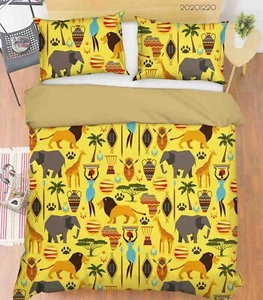 3D Africa Animal Plant Pattern Quilt Cover Set Bedding Sets Pillowcases Queen - Picture 1 of 7