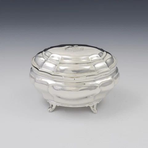 Fine George V Silver Bombe Shape Sugar Box / Tea Caddy Cover