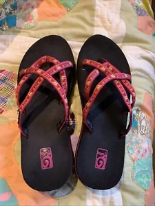 Teva Olowahu Mush Strappy Flip Flops Womens 9 Sandals Criss Cross 6840 Diago - Picture 1 of 5