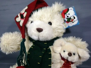 CALLIE & FRIENDS Plush Ivory TEDDY BEAR & MOUSE 1998 Holiday Stuffed Animal TAG - Picture 1 of 11