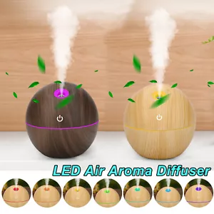 7 LED Air Aroma Diffuser Oil Humidifier Essential Aromatherapy Wood Grain Decor - Picture 1 of 11