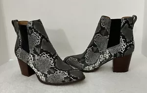 Stivali donna J.CREW pelle di serpente TAGLIA 8,5 Rory stivaletti con tacco alla caviglia - Foto 1 di 16