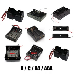 Battery Holder 1 2 3 4 6 8 x D / C / AA / AAA Black Cell Open Box With Wire - Picture 1 of 33