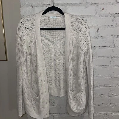 Kimchi Blue Urban Outfitters Beige Knit V-Neck Cardigan Sweater Wool Blnd Medium - Image 1 of 3