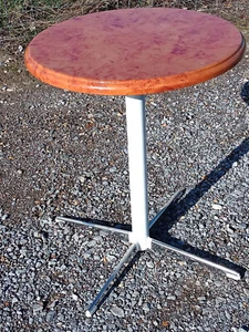 1960s / 70s. Cafe. side Table. RETRO SOLID thick ORANGE White legs 76cm High - Picture 1 of 3