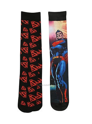 NEW DC Comics Superman Man of Steel Cape RED Logo Mens Crew Socks 2PK 2 pair - Image 1 of 2