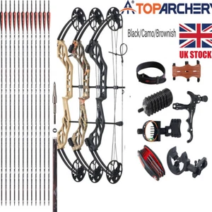 Archery 20-70LBS Compound Bow Kit 320fps Sports Hunting Targeting Carbon Arrows - Picture 1 of 25