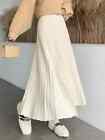 Knitted Long Maxi Skirt Women Casual Solid Thick Warm A Line High Waist Ankle