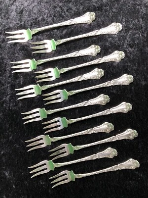Set 12 Gorham Sterling Silver OYSTER COCKTAIL FORKS Poppy Art Nouveau Pat. 1902 - Image 1 of 4
