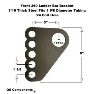 Front 360 Ladder Bar Bracket Fits 1 5/8" Crossmember 3/4 Hole 3/16 Steel - Bild 1 von 1