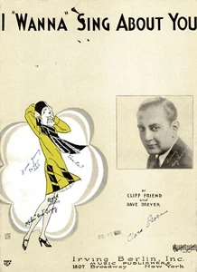 "I WANNA SING ABOUT YOU" by Cliff Friend & Dave Dreyer - 5 pages - circa 1931 - Picture 1 of 2