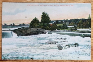 Lower Falls Androscoggin River Brunswick ME Wasserfall Postkarte PC 1909 Robbins - Bild 1 von 1