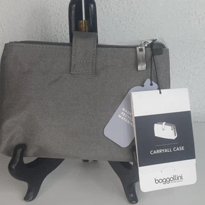 Nwt Baggalini Carryall Case Travel Toiletry Bag 5"x7" Gray, Transparent Interior - Picture 1 of 6