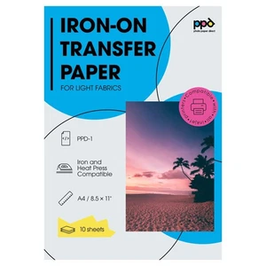 PPD Iron on Transfer Paper for Inkjet Printer for Light Fabric, A4, 8.5 x 11 - Picture 1 of 5