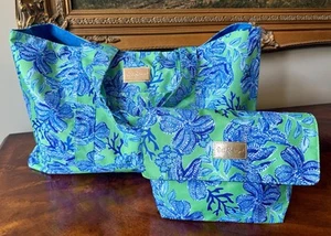 NIP Lilly Pulitzer GWP Pool Tote with Pouch, Cabana Green Keepinโ it Reel ๐๐๐ - Picture 1 of 7
