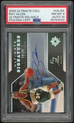 2004/05 Ultimate Collection Signatures Gold Ray Allen #/34 PSA 8 Auto 10 *4333 - Image 1 of 2