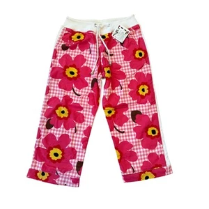 Nilla Shields Pink Floral Cotton Patchwork Terry Capri Pants Girls XL NWT - Picture 1 of 4