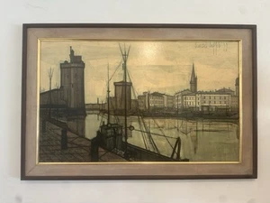 Limited Edition Vintage 1955 Bernard Buffet Lithograph La Rochelle MCM - Picture 1 of 7