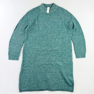 Talbots Sweater Dress XL Chunky Knit Turtleneck Womens Green/White NWT - Image 1 of 4