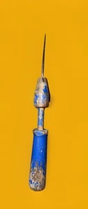 Vintage Spring Loaded Center Punch Awl Ice Pick Tool Blue Wooden Handle 10.25" - Picture 1 of 9