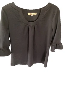 Aryeh Damen Strick Top Medium schwarz Rüschen ausgestellte Ärmel Poly KOSTENLOSER VERSAND - Bild 1 von 4