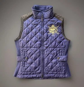 Ralph Lauren SPORT GILET donna viola trapuntato bordo in pelle di vitello taglia media - Foto 1 di 6
