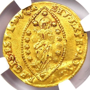 1688-94 Italy Venice Christ Gold Morosini Zecchino 1Z - Certified NGC AU Detail - Picture 1 of 6