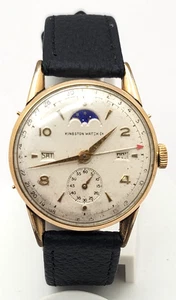 Vintage Kingston Triple Date Moon Phase Calendar Men's Watch AS IS need service - Picture 1 of 11