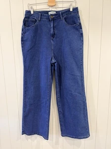 The Lullaby Club Size 12 Mid Wash High Rise Stretch Jeans Wide Leg - Picture 1 of 10