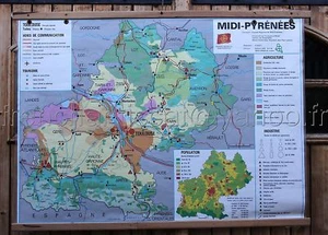B672F Carte scolaire ecole MDI MIDI PYRENEES PHYSIQUE GEOLOGIE + - Imagen 1 de 1