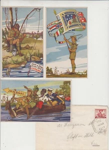 Stamp Australia 1948 Scout Jamboree Yarra Brae cover & set of 3 postcards scarce - Bild 1 von 2