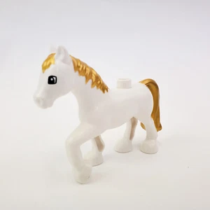 Lego Duplo WHITE HORSE w/ Gold Mane Figure Circus Animal Cinderella Replacement - Picture 1 of 7