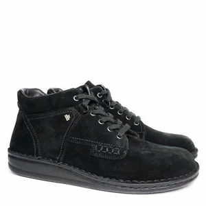 FINN COMFORT LINZ SCHWARZ VELOUR SUEDE LEATHER BLACK SHOES REMOVABLE INSOLE BOOT - Picture 1 of 3