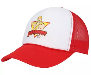 WWE Chalk Line Red/White Hulk Hogan Illustrated Trucker Adjustable Hat - Picture 1 of 1