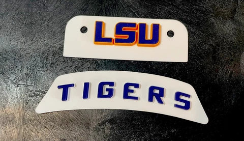 LSU Tigers 3D Schutt Bumper Set, for a Full Size Football Helmet Cover