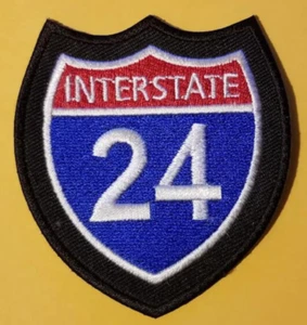 US Primary Interstate 24 Highway ca. 2,75x3 Zoll bestickter Aufnäher * - Bild 1 von 2