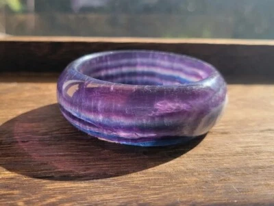 Brazalete de piedras preciosas de fluorita natural diámetro interior 56 mm cuarzo Foto 1 de 4