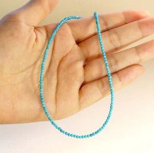 Tiny Turquoise Faceted Beaded Choker, 2mm Blue Natural Gemstone Beaded Necklace - Bild 1 von 7