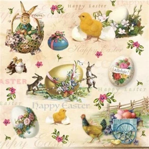 Easter Napkins VINTAGE EASTER ANIMALS 20 Lunch Napkins Decoupage Paper Vintage - Picture 1 of 3