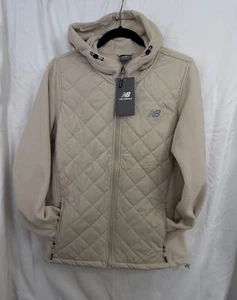 New Balance Sz Large Quilted Fleece Running Jacket Hooded Zip Side Pockets NWT - Picture 1 of 11