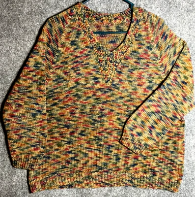 Suéter tejido a mano casero para mujer grande multicolor lana abigarrada acrílico Foto 1 de 4