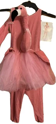 Pink Flamingo Tutu Costume and Slip On Sleeves Children Size 8 Plush Ballerina - Image 1 of 4