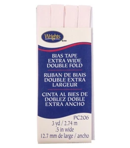Cinta de doble sesgo extra ancha rosa claro nueva en paquete Wright's #206 303 3 yardas 2,74 m, 0,5" W - Imagen 1 de 1