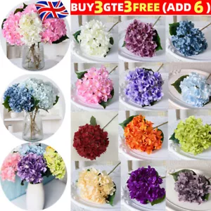 Artificial Hydrangea Flowers Fake Silk Bride Bouquet Home Wedding Garden Decor - Picture 1 of 32
