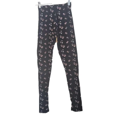 Leggings negros suaves con estampado floral - talla pequeña - WCle004 Foto 1 de 3